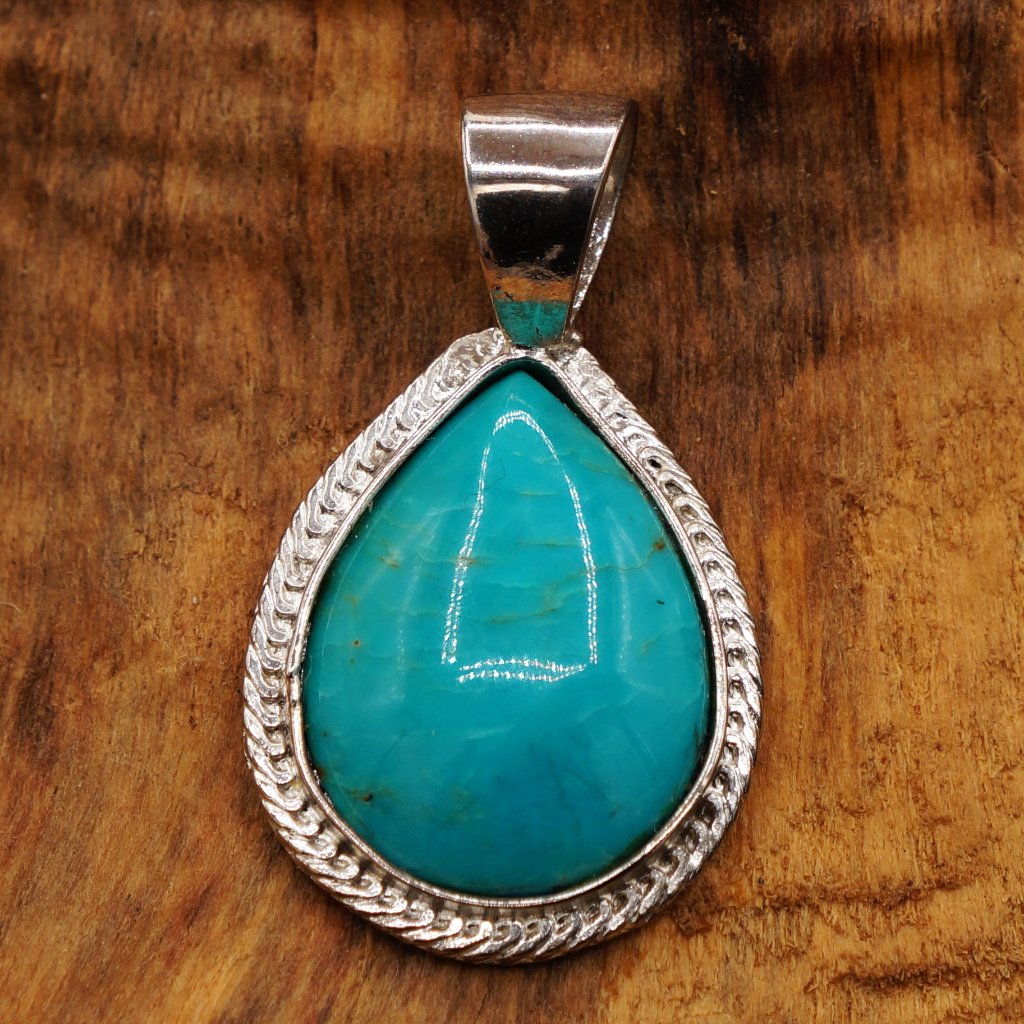 Amazonite Turquoise Teardrop Sterling Silver Pendant Only 49$